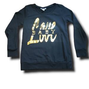 Motherhood Maternity Baby Love Sequin Black Long Sleeve Sweatshirt‎ Size Small